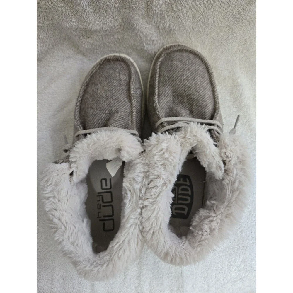 Hey Dude Britt Nut Tan Faux Fur Lined Lace Up Chukka Boot Shoes Women Size 8